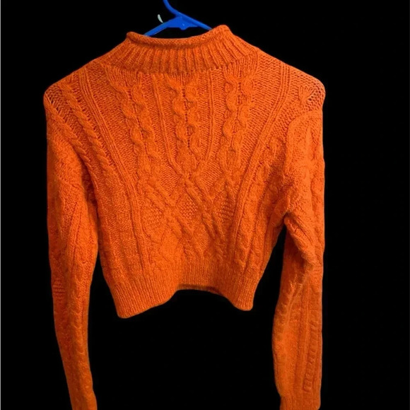 Aritzia Wilfred Free Wool Orange Cable Knit Sweater - Picture 2 of 5
